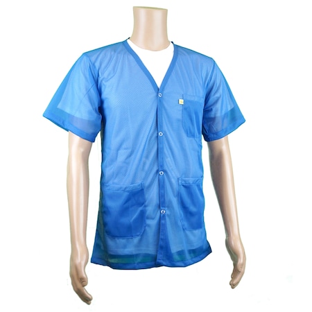 Transforming Technologies ESD Jacket, V-Neck, Short Sleeve, Color: Light Blue, 2X-Large JKV8826LBSS